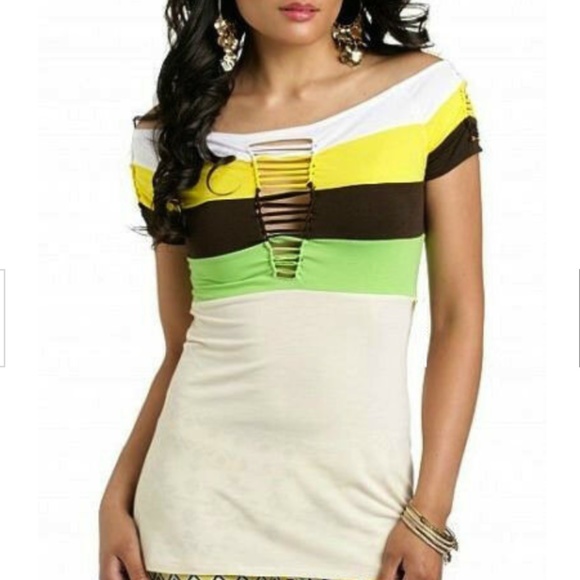 NWT ROCAWEAR  Y2K Colorblock Multicolor Rasta Slash Jersey Shirt Top 2X  PLUS - Picture 1 of 15